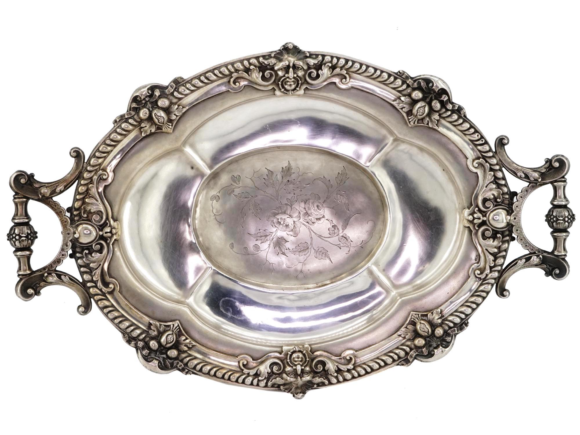 ANTIQUE 19TH C. RUSSIAN EMPIRE POLAND SILVER TRAY PIC-2